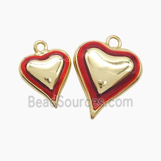 Copper Heart Pendant Red Enamel Gold Plated