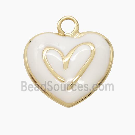 Copper Heart Pendant White Enamel Gold Plated