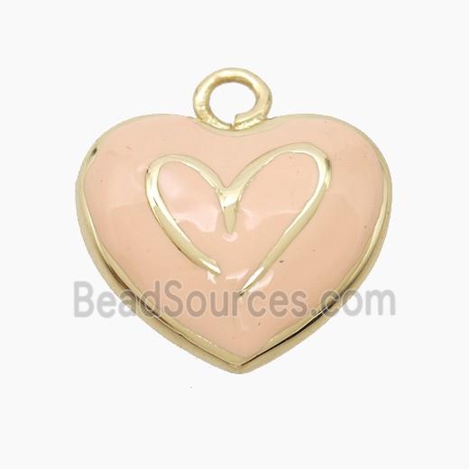 Copper Heart Pendant Pink Enamel Gold Plated