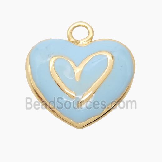 Copper Heart Pendant Blue Enamel Gold Plated