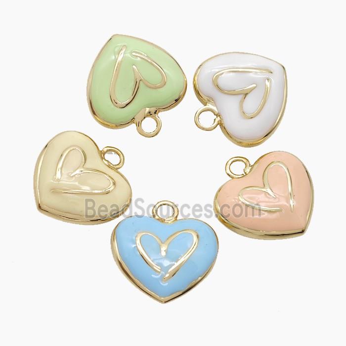 Copper Heart Pendant Enamel Gold Plated Mixed