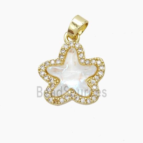 Copper Starfish Pendant Pave Zirconia Acrylic Gold Plated