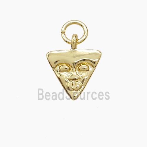 Copper Pizza Face Pendant Gold Plated