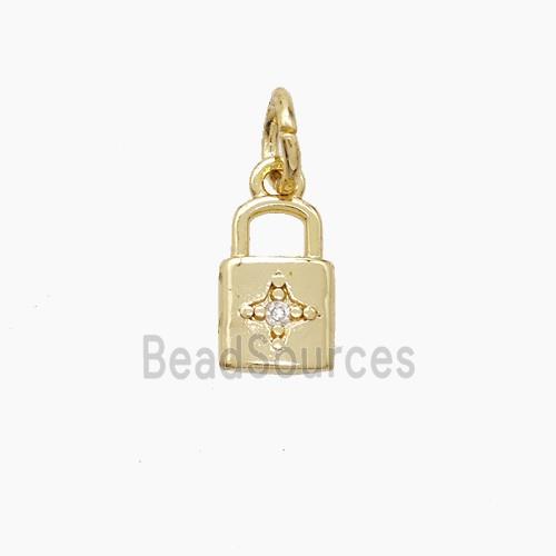 Copper Lock Pendant Pave Zirconia Gold Plated