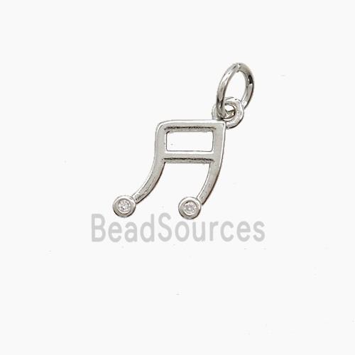 Musical Note Copper Pendant Pave Zirconia Platinum Plated