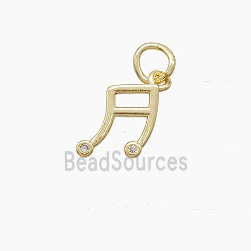 Musical Note Copper Pendant Pave Zirconia Gold Plated