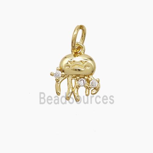Copper Jellyfish Pendant Pave Zirconia Gold Plated