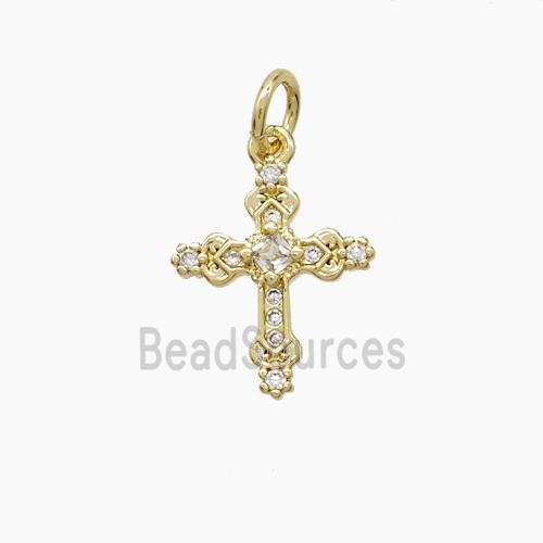 Copper Cross Pendant Pave Zirconia Gold Plated