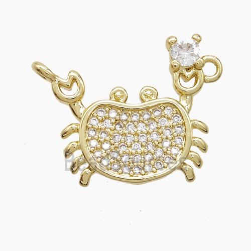 Copper Crab Pendant Pave Zirconia Gold Plated