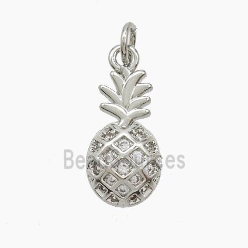 Copper Pineapple Pendant Pave Zirconia Platinum Plated