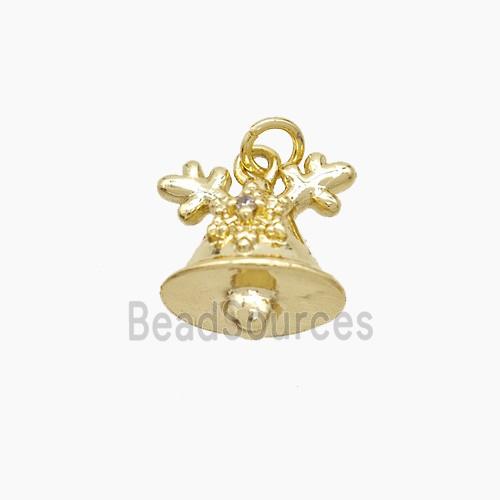 Christmas Bell Copper Pendant Pave Zirconia Gold Plated