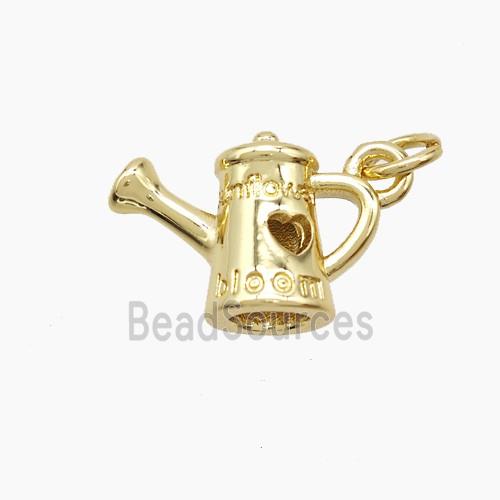 Watering Can Charms Copper Pendant Heart Gold Plated
