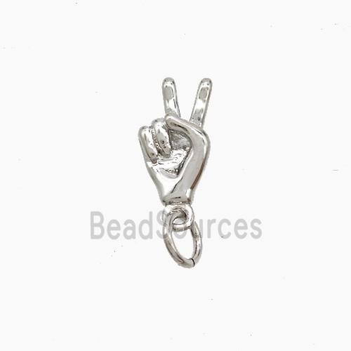 Copper Hand Pendant Peace Sign Platinum Plated