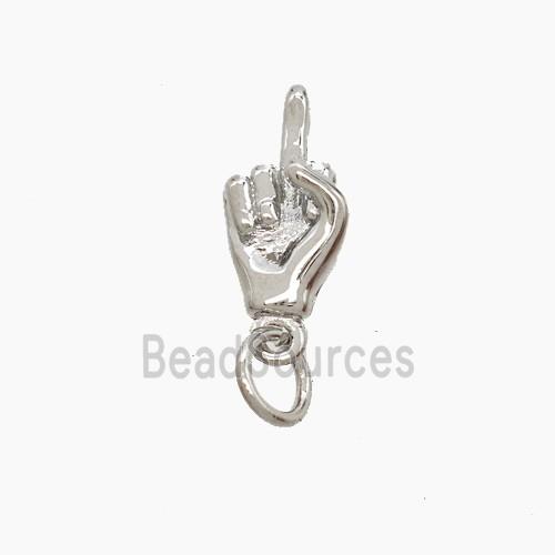 Copper Hand Pendant Middle Finger Platinum Plated