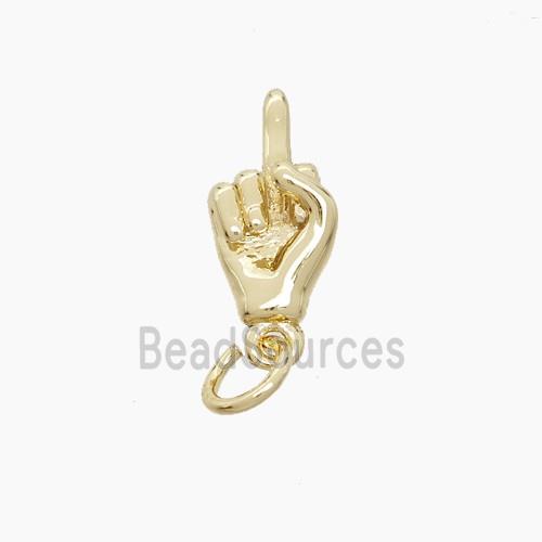 Copper Hand Pendant Middle Finger Gold Plated