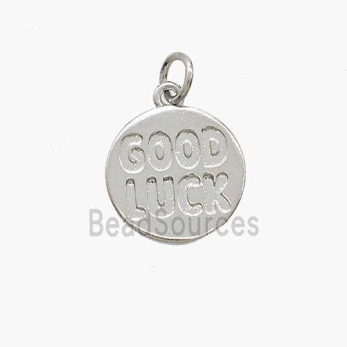 Copper GOODLUCK Pendant Platinum Plated