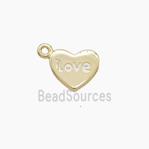 Copper Heart Pendant White Enamel Love Gold Plated