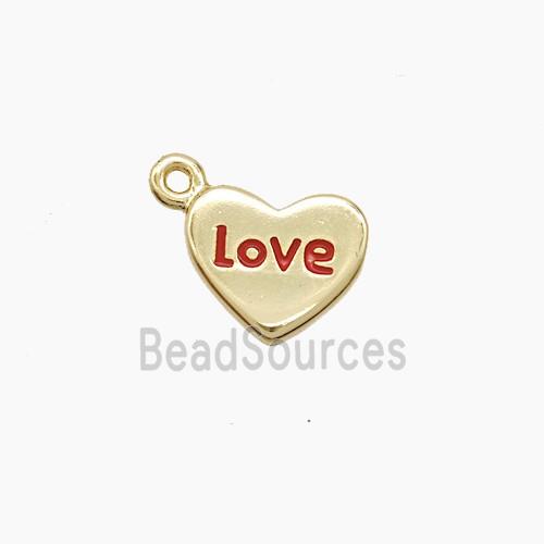Copper Heart Pendant Red Enamel Love Gold Plated