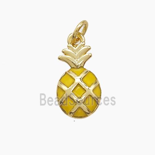 Copper Pineapple Pendant Yellow Enamel Gold Plated