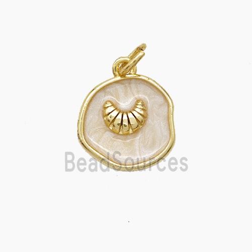 Copper Conch Shell Pendant White Painted Gold Plated