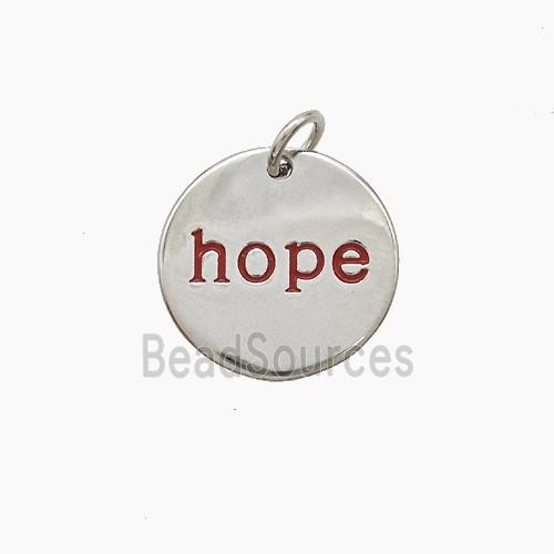 Copper Hope Pendant Red Enamel Platinum Plated