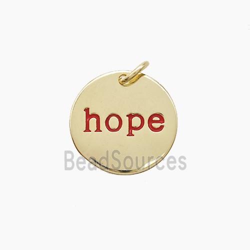 Copper Hope Pendant Red Enamel Gold Plated