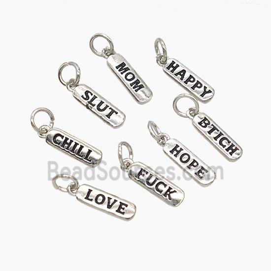 Copper Alphabet Tag Pendant Black Enamel Letters Platinum Plated Mixed