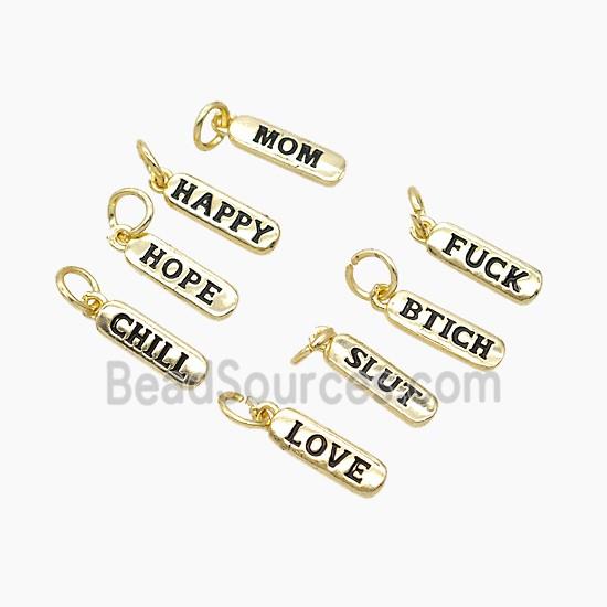 Copper Alphabet Tag Pendant Black Enamel Letters Gold Plated Mixed