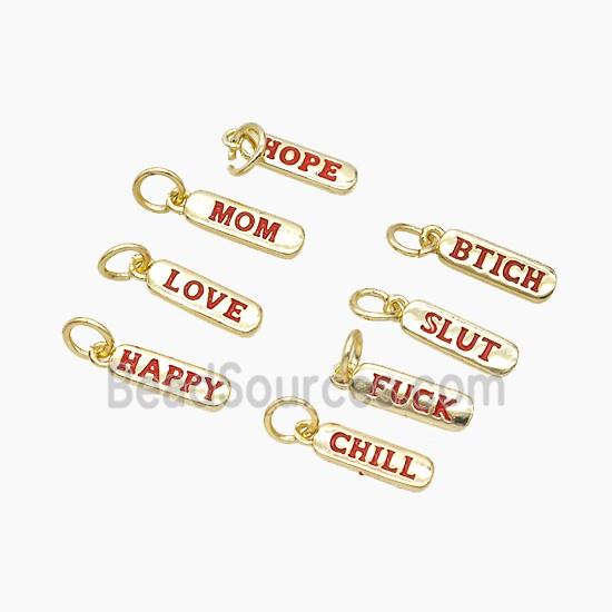 Copper Alphabet Tag Pendant Red Enamel Letters Gold Plated Mixed