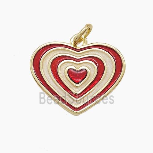 Copper Heart Pendant Red Painted Gold Plated