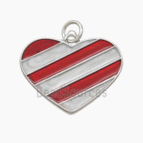 Copper Heart Pendant Red Painted Platinum Plated