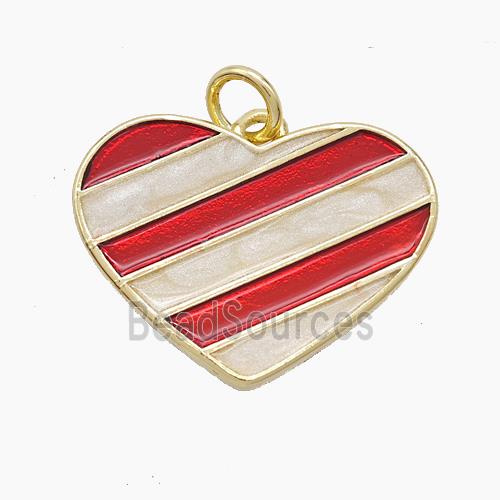 Copper Heart Pendant Red Painted Gold Plated