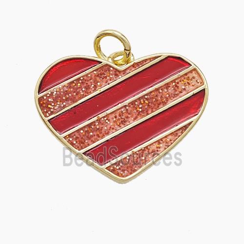Copper Heart Pendant Red Painted Gold Plated