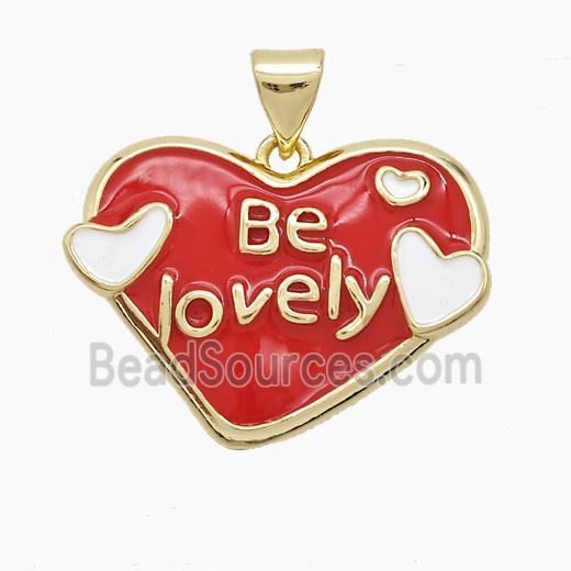 Copper Heart Pendant Red Enamel Be Lovely Gold Plated