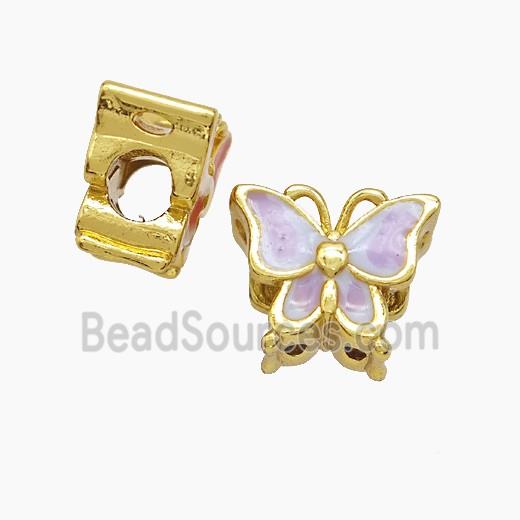 Copper Butterfly Beads Enamel Large Hole Gold Plated