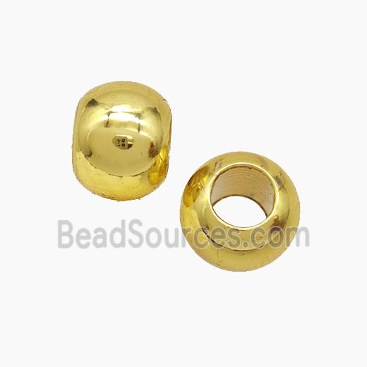 Copper Round Beads Smooth Large Hole Gold Plated