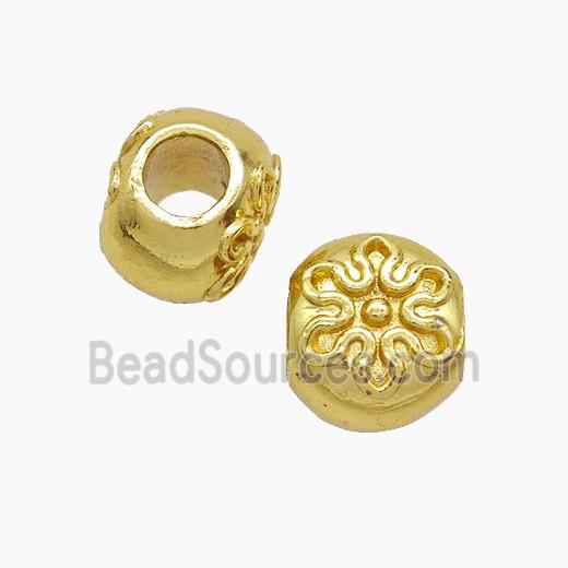 Copper Button Beads Large Hole Sun Gold Plated