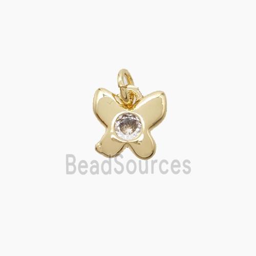 Copper Butterfly Pendant Pave Zirconia Gold Plated