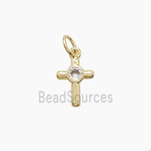 Copper Cross Pendant Pave Zirconia Gold Plated