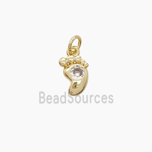 Copper Footprint Pendant Pave Zirconia Gold Plated