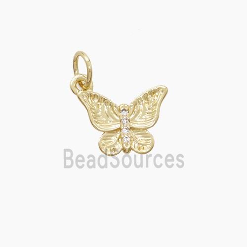 Copper Butterfly Pendant Pave Zirconia Gold Plated
