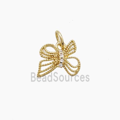 Copper Butterfly Pendant Pave Zirconia Gold Plated
