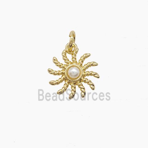 Copper Sun Pendant Pave Resin Gold Plated