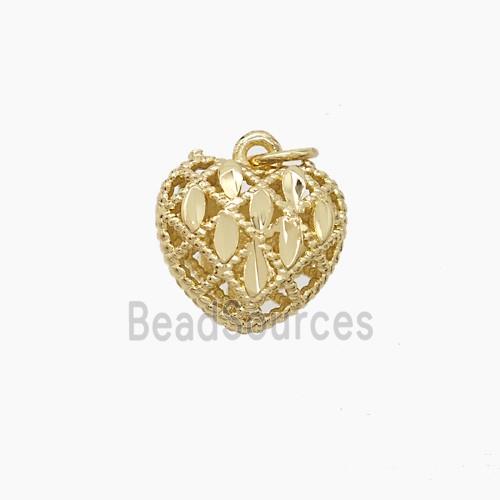 Copper Heart Pendant Hollow Gold Plated