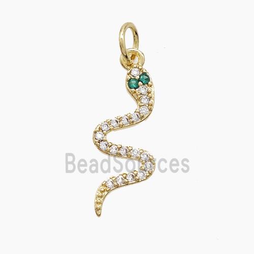 Copper Snake Pendant Pave Zirconia Gold Plated