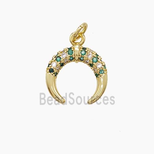 Copper Crescent Moon Pendant Pave Zirconia Gold Plated