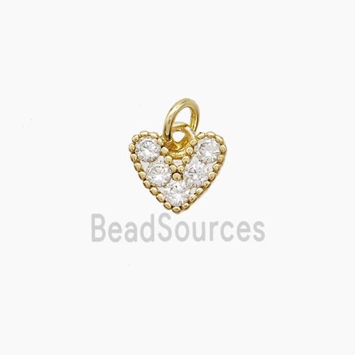 Copper Heart Pendant Pave Zirconia Gold Plated