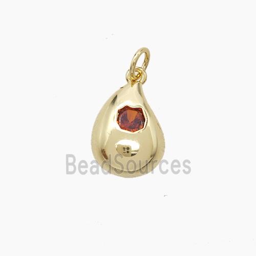 Copper Teardrop Pendant Pave Zirconia Gold Plated