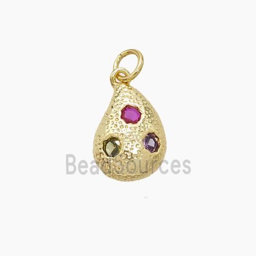 Copper Teardrop Pendant Pave Zirconia Gold Plated