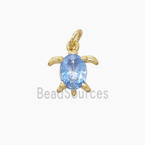 Copper Tortoise Pendant Pave Zirconia Gold Plated